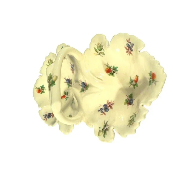 Porcelain candy nut dish Mabel 1976 handle double divisions bottom signed - Picture 5 of 11